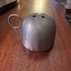 Vintage Unique Pewter cheese Shaker. Signed and dated 1976 or 1986